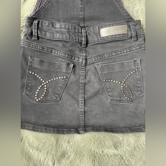 CALVIN KLEIN GIRLS BLACK DENIM OVERALL DRESS - Picture 3 of 4